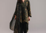 Dark Green Lawn Straight Suit - View 2