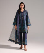Dark Blue Lawn Shirt Suit - View 2