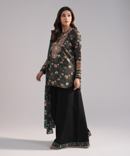 Black Zari Lawn Straight Suit - View 2