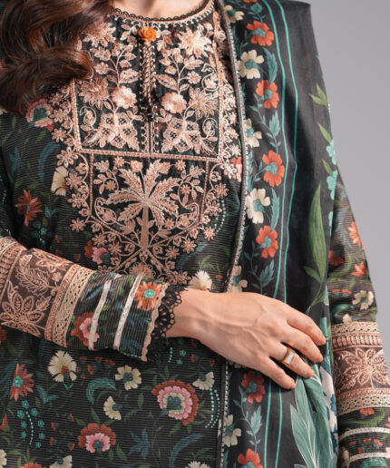 Black Zari Lawn Straight Suit - View 1