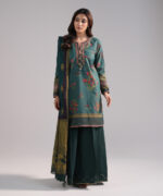 Green Zari Lawn Straight Suit - View 4
