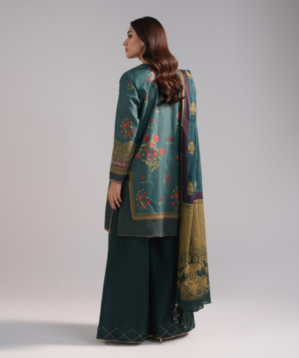 Green Zari Lawn Straight Suit - View 1