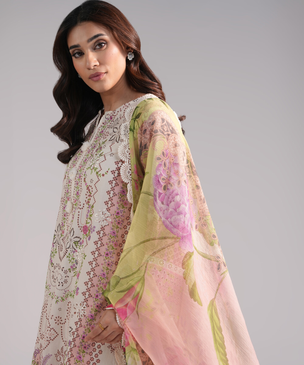 Off White Lawn A-Line Suit - View 1 Off White Lawn A-Line Suit - View 1