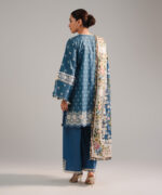 Blue Zari Lawn Straight Suit - View 3