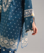 Blue Zari Lawn Straight Suit - View 2