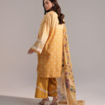 Yellow Zari Lawn Drop Shoulder Suit - View 1