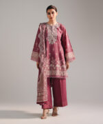 Pink Zari Lawn Straight Suit - View 5