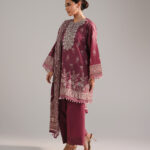 Pink Zari Lawn Straight Suit - View 1