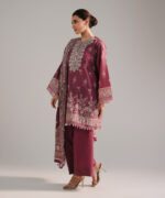 Pink Zari Lawn Straight Suit - View 1