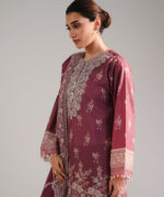 Pink Zari Lawn Straight Suit - View 2
