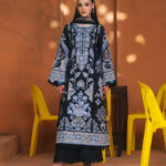 Black Self Jacquard A-Line Suit - View 1