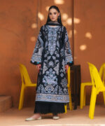 Black Self Jacquard A-Line Suit - View 1