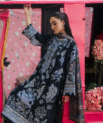 Black Self Jacquard A-Line Suit - View 5