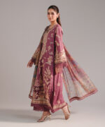 Muted Mauve Self Jacquard A-Line Suit - View 5