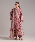 Muted Mauve Self Jacquard A-Line Suit - View 4