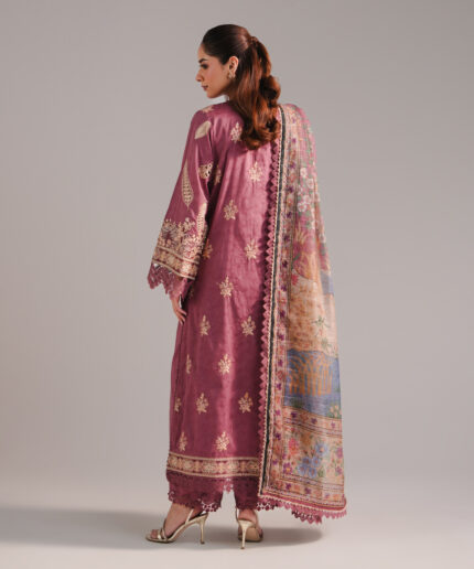 Muted Mauve Self Jacquard A-Line Suit - View 2