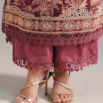 Muted Mauve Self Jacquard A-Line Suit - View 1