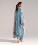Blue Self Jacquard A-Line Suit - View 6