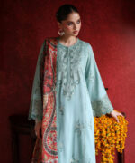Seafoam Green Self Jacquard A-Line Suit - View 1