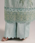 Seafoam Green Self Jacquard A-Line Suit - View 6