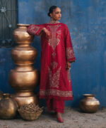 Maroon Self Jacquard A-Line Suit - View 5