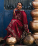 Maroon Self Jacquard A-Line Suit - View 6