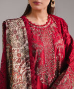 Maroon Self Jacquard A-Line Suit - View 3
