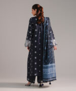 Dark Blue Self Jacquard A-Line Suit - View 4