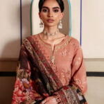 Blue Self Jacquard Straight Suit - View 1