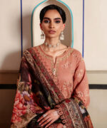 Blue Self Jacquard Straight Suit - View 1