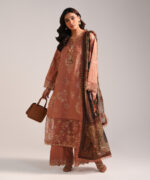 Blue Self Jacquard Straight Suit - View 2