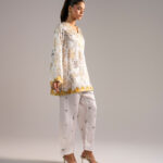 White Blended Satin Straight Shirt Suit - View 1
