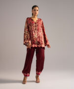 Maroon Blended Satin Straight Shirt Suit - View 2