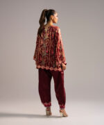 Maroon Blended Satin Straight Shirt Suit - View 3