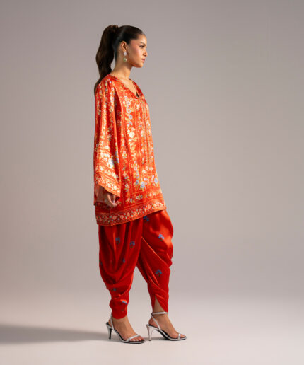 Rust Blended Satin Straight Shirt Suit - View 2