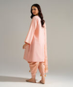 Piece Dyed Peach Slub Lawn Straight Suit - View 4