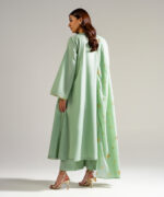 Piece Dyed Green Slub Lawn Flared Suit - View 3