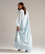 Piece Dyed Blue Slub Lawn Flared Suit - View 6