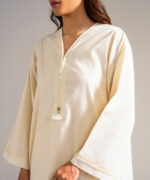Piece Dyed White Slub Lawn A-Line Suit - View 1