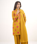 Piece Mustard Brown Self Jacquard Straight Suit - View 5
