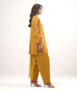 Piece Mustard Brown Self Jacquard Straight Suit - View 2