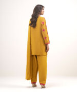 Piece Mustard Brown Self Jacquard Straight Suit - View 4