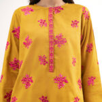 Piece Mustard Brown Self Jacquard Straight Suit - View 1