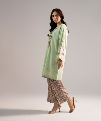 Green Cross Hatch Boxy Suit - View 2