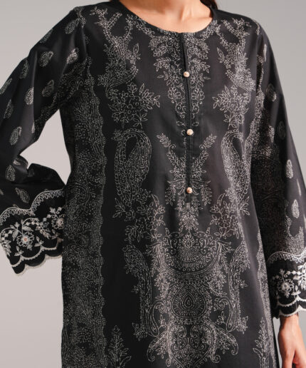 Black Lawn Straight Shirt Suit - View 1