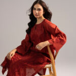 Ladies 2 Piece Embroidered Dobby A-Line Suit - View 1