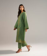 Green Dobby A-Line Suit - View 4