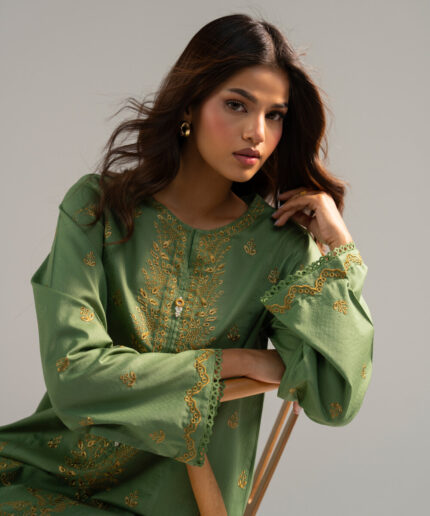 Green Dobby A-Line Suit - View 2