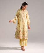 Lime Yellow Lawn A-Line Suit - View 2