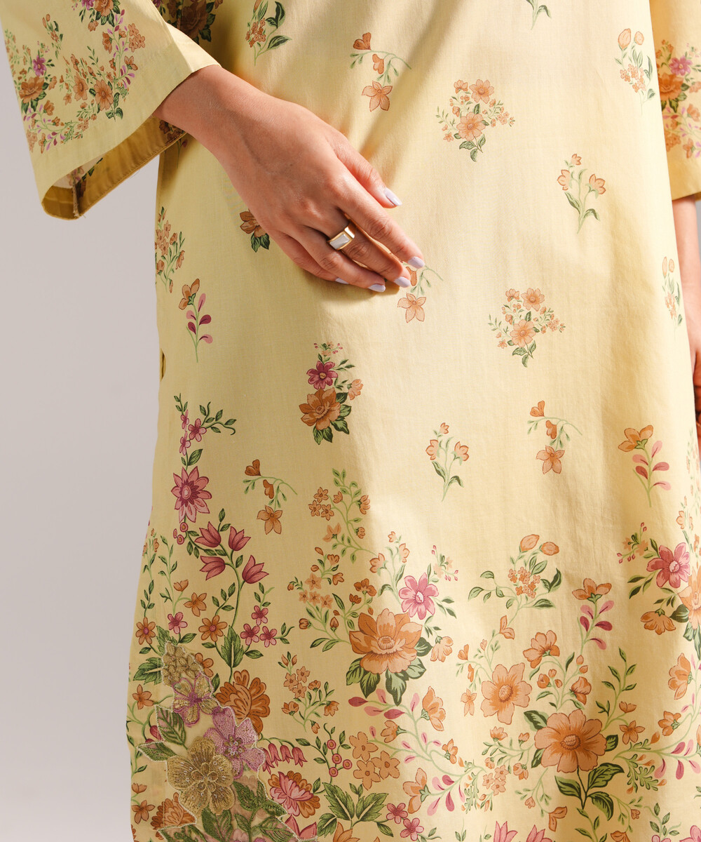Lime Yellow Lawn A-Line Suit - View 1 Lime Yellow Lawn A-Line Suit - View 1